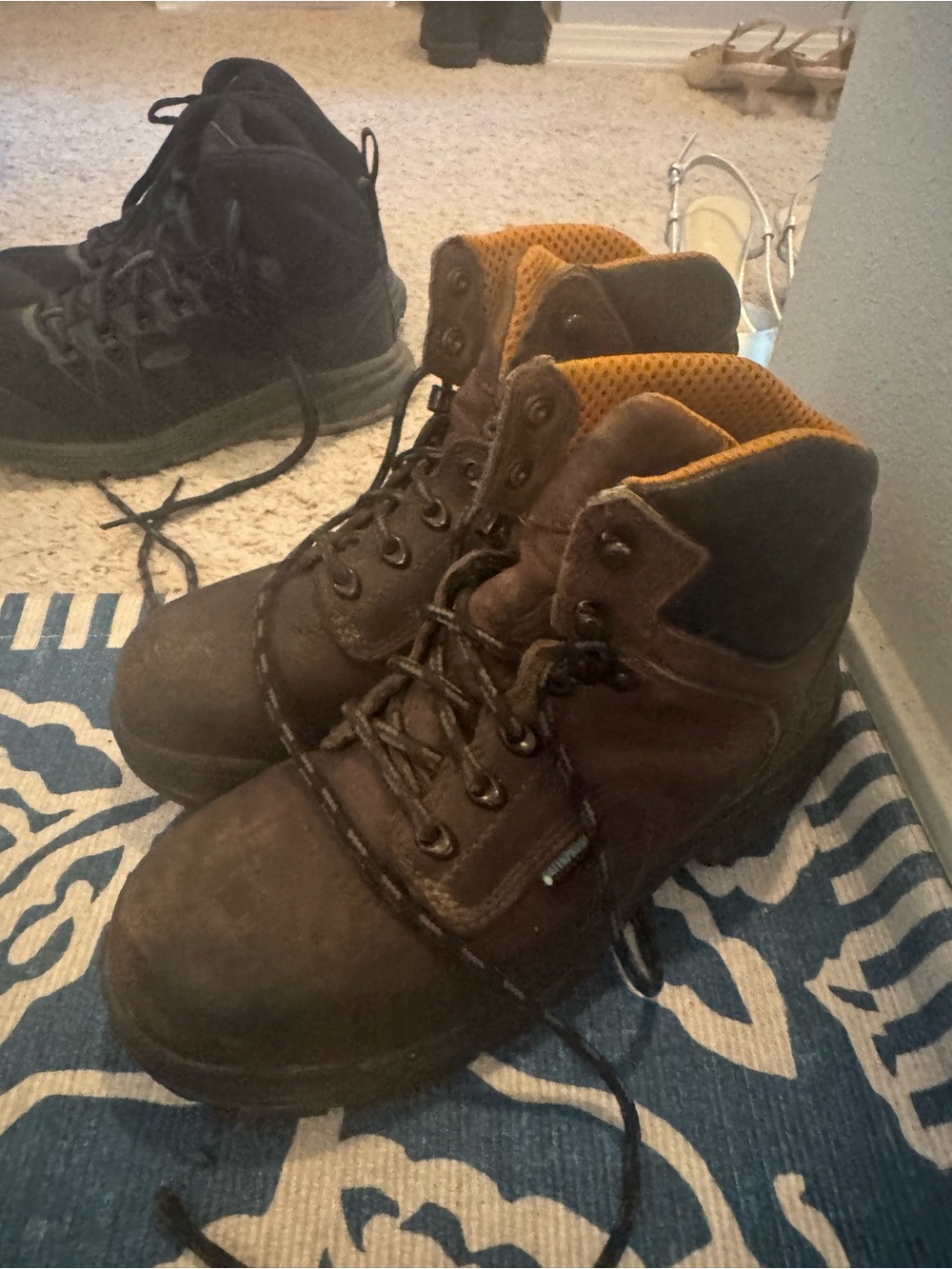 Timberland Brown Leather Women's Work Boots with Orange Lining